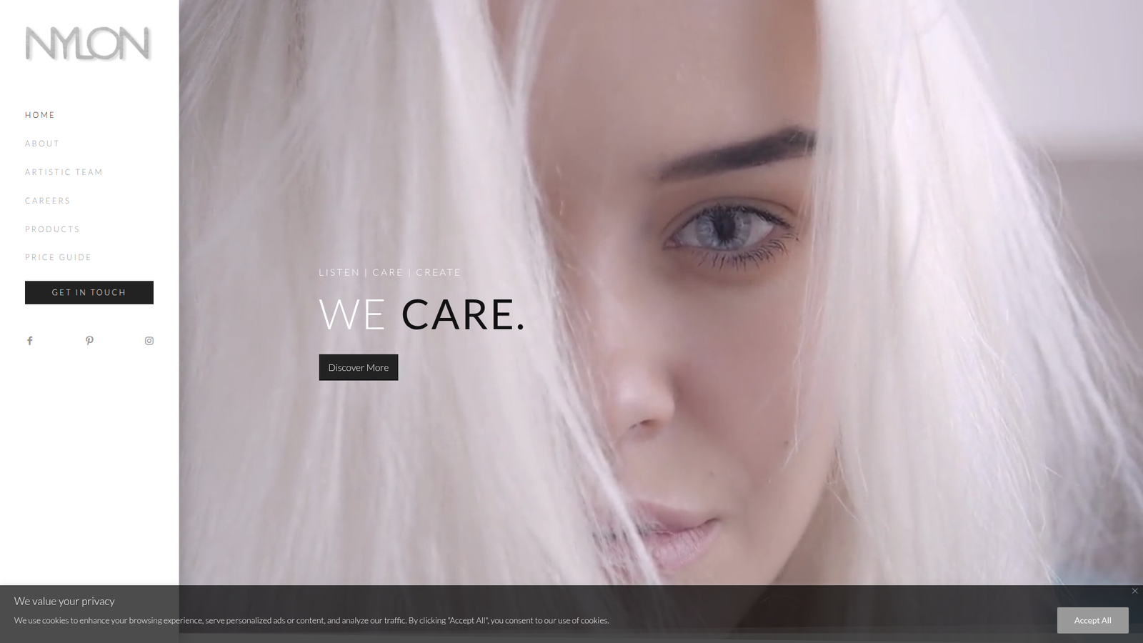 Website design project for Nylon Hair Artists salon in UK - built by Afaq Malik